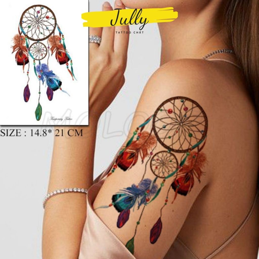 Hình xăm dán Dreamcatcher chuông gió JULLY Tattoo chất, xăm tạm thời 15 ngày chống nước an toàn bền đẹp