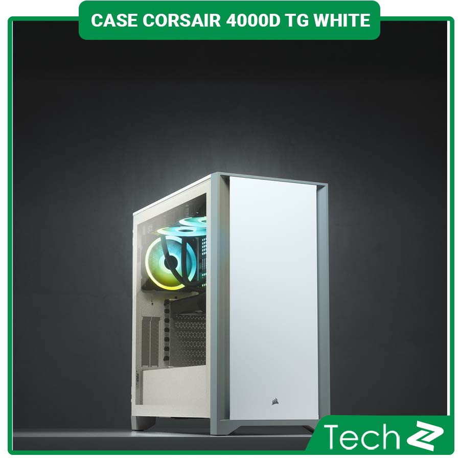 Vỏ Case Corsair 4000D TG White (Mid Tower/Màu Trắng)