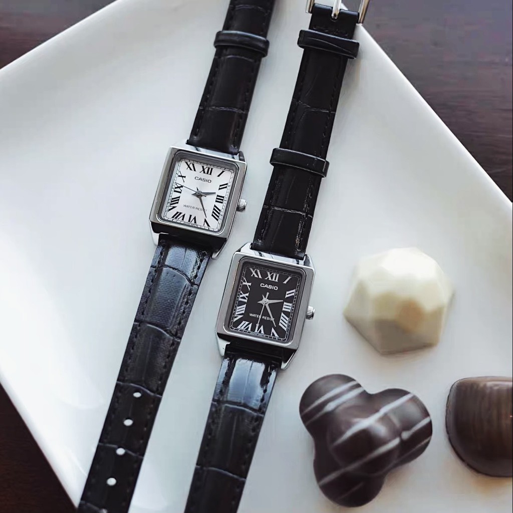 Đồng hồ nữ Casio chính hãng mặt chữ nhật chống nước 3ATM , dây da - đồng hồ LTP V007L