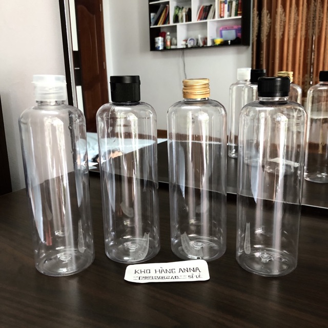 50 chai 500ml nắp nhôm / nắp đen văn màu trong suốt - combo 50 chai pet nhựa trong suốt 500ml nắp nhôm /nắp bật nhỏ giọt
