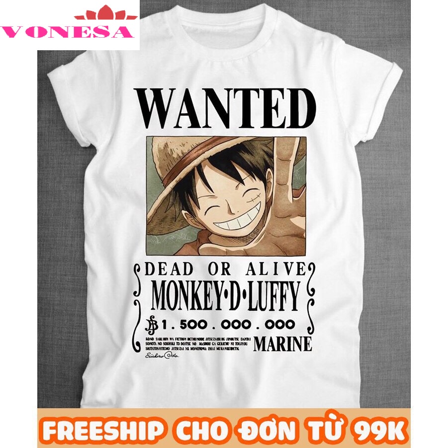 BST ÁO THUN ONE PIECE TRUY NÃ BĂNG MŨ RƠM SIÊU ĐỘC | ÁO LUFFY ONE PIECE WANTED TSHIRT VONESAHOT