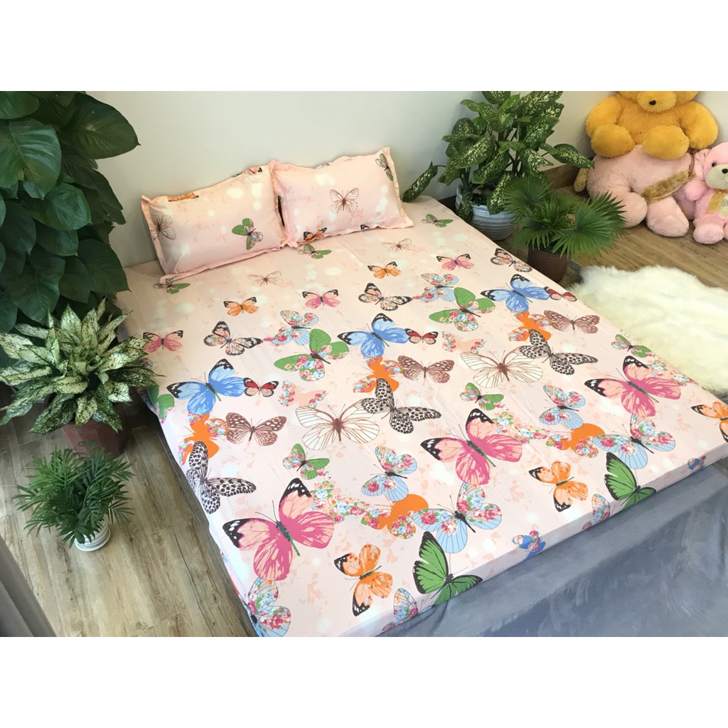 Bộ Drap ga giường 1m2 kèm 2 vỏ gối nằm( mẫu Huongkun 209)