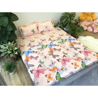 Ga trải giường poly 1m8-123giare mẫu bướm hồng