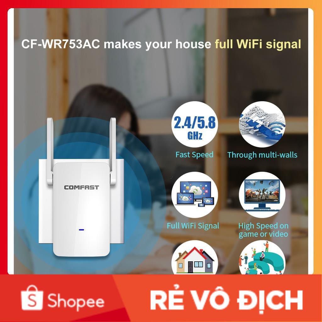 Mở rộng sóng wifi hỗ trợ roaming 2 băng tần COMFAST CF-W753AC Tốc Độ 1200Mbps Cực Khỏe, Cực Mạnh | BigBuy360 - bigbuy360.vn