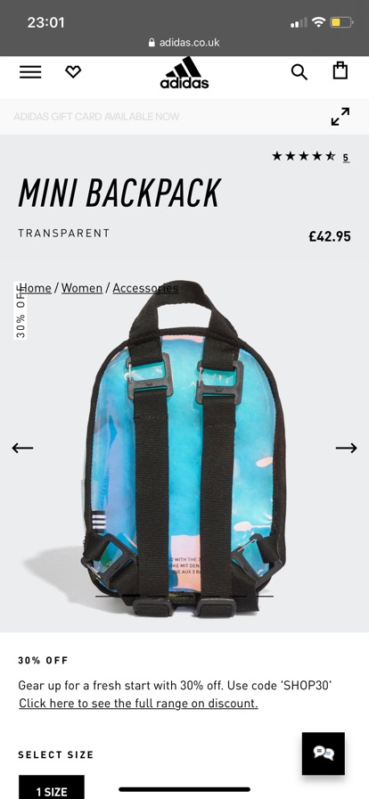 Balo adidas hologram mini backpack chính hãng authenic uk ( + deal sale 30% của shop)