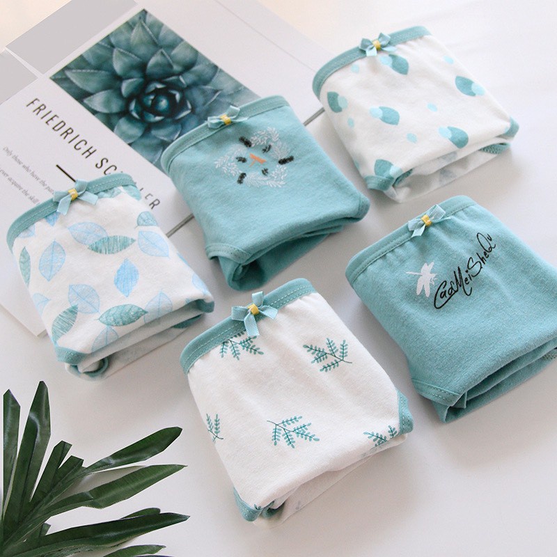 Quần Lót Nữ - Quần Lót Nữ Cotton kháng khuẩn thoáng mát mềm mại tông xanh lá màu dễ thương DAN STORE MÃ 1311