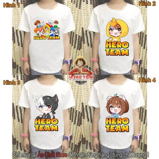 HOT -   BST Áo Hero Team Đầy Đủ Nhân Vật Đẹp | Áo Thun Mini World Toàn Thành Viên Hero Team - đủ size trẻ em
