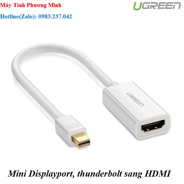 Cáp chuyển Mini Displayport to Hdmi, hỗ trợ phân giải 1920*1080_ Cáp Thunderbolt to HDMI Ugreen 10460