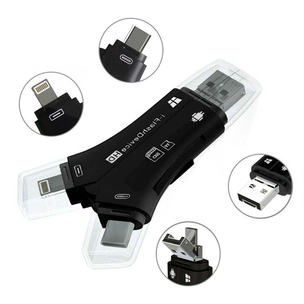 4 in1 USB i-Flash Drive HD Micro SD TF Card Reader