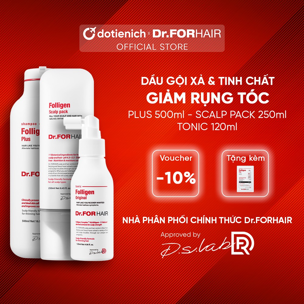 Bộ dầu gội, xả giảm rụng tóc và serum dưỡng tóc Dr.FORHAIR ngăn gãy rụng chuyên sâu