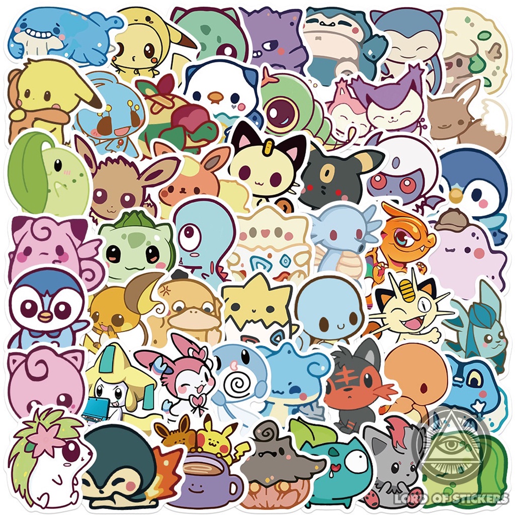 Set 50 Nhãn Dán Pokemon Sticker Hoạt Hình Cute Chibi Chống Thấm ...