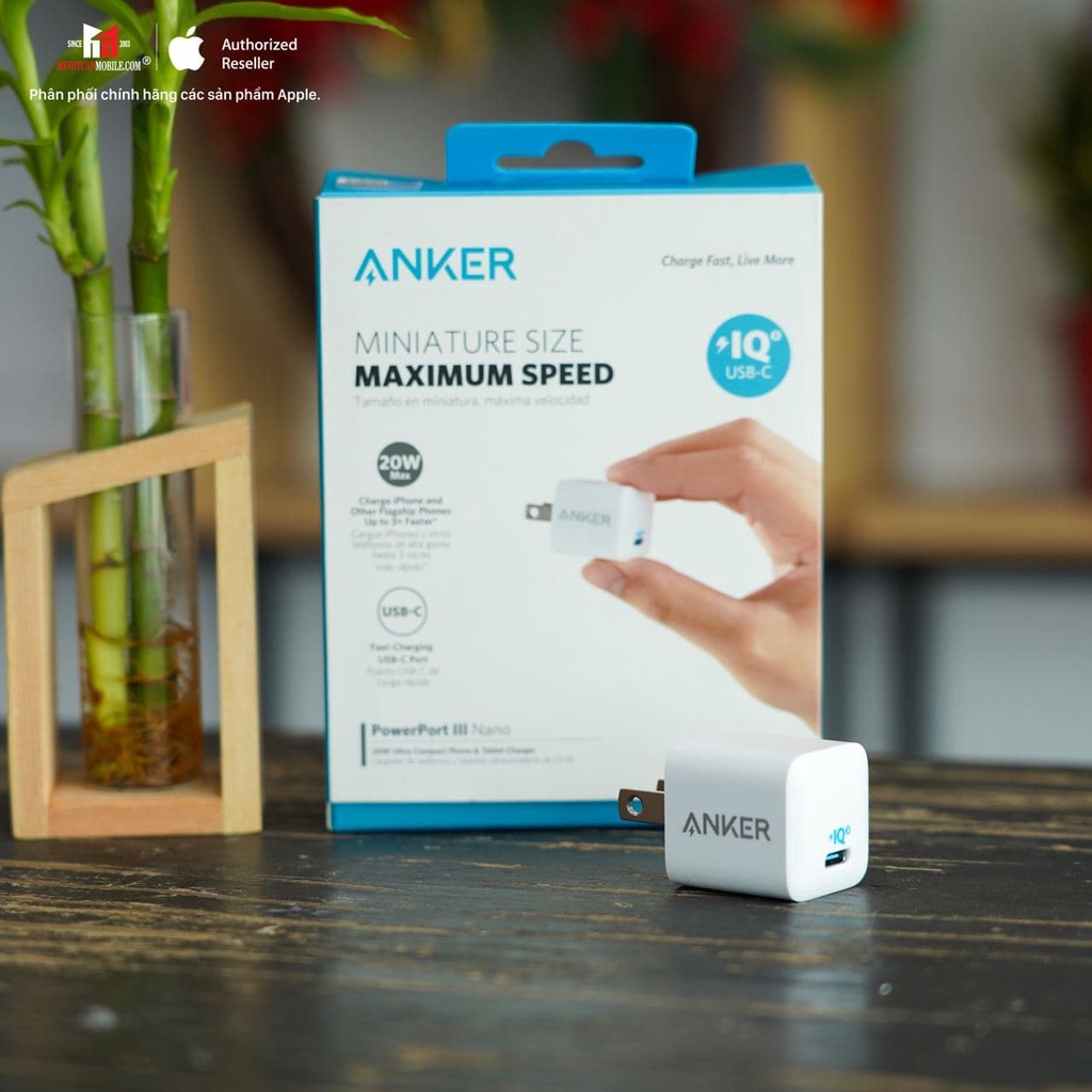 Cốc Sạc Type C IQ + PD 20W Anker Powerport III Nano A2633