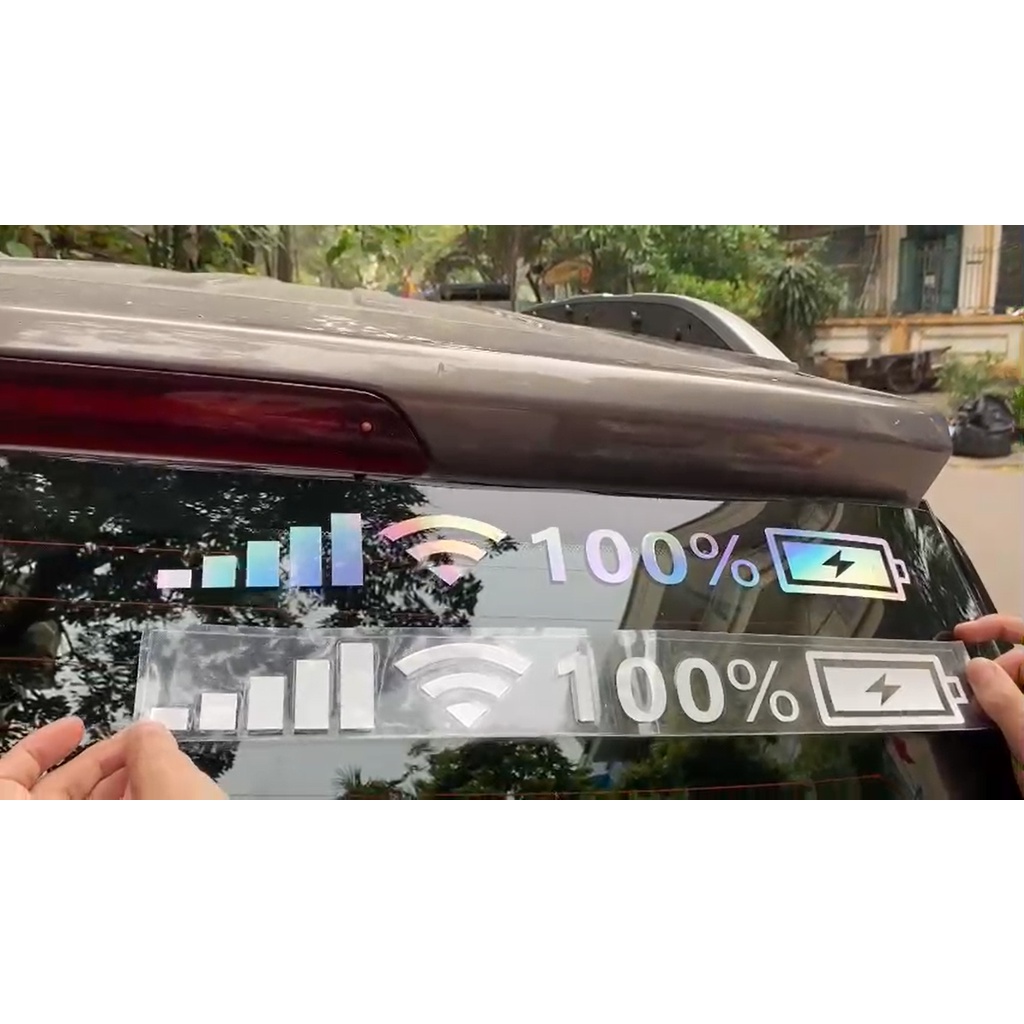 Tem decal hình vạch sóng wifi 100% - Decal phản quang trang trí xe hơi