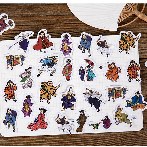 Hộp 46 sticker Nhân Vật Nhật Bản trang trí planner scrapbook