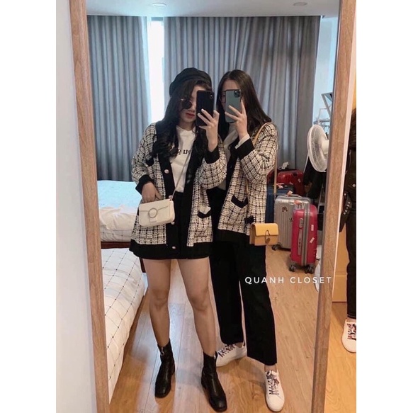 Áo khoác len kẻ nữ- áo cardigan Zara xuất dư dáng dài chùm hông, chất len dày dặn nặng tay