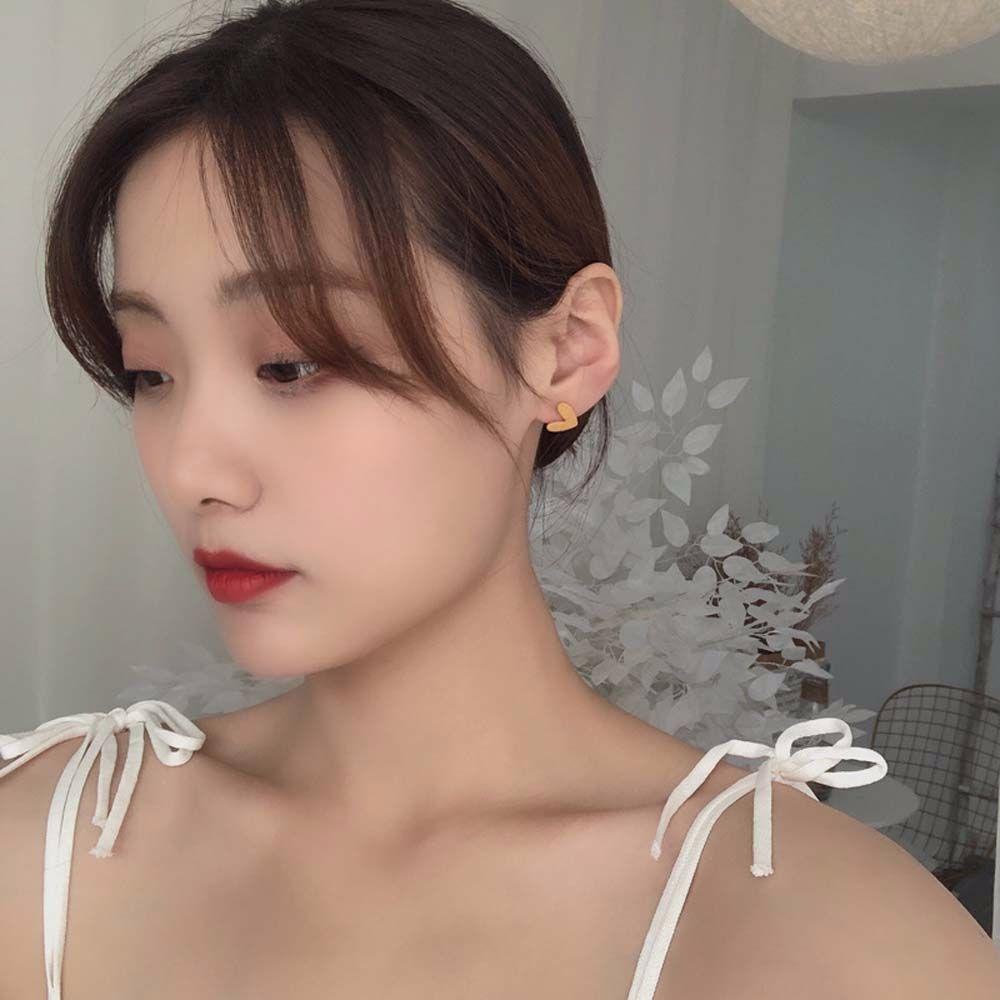 Bông Tai Hình Trái Tim Màu Xanh Dương / Hồng / Vàng Xinh Xắn Cho Nữ