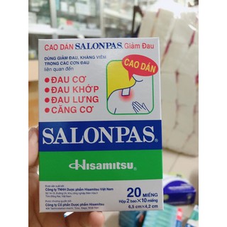 Dán Salonpas giảm đau H/10hộpnho/20 miếng