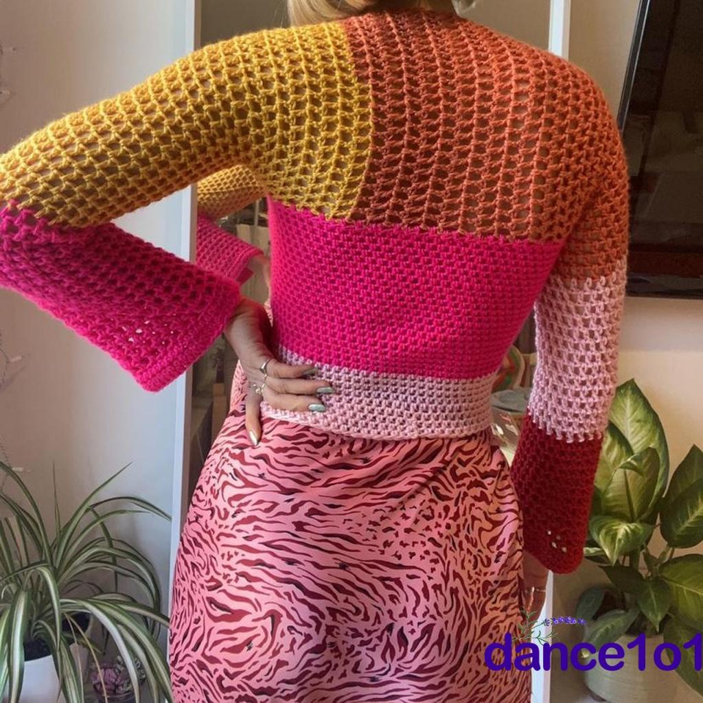 Khiêu Vũ1O1-Cổ Điển Nữ 90S Áo Pull Crochet