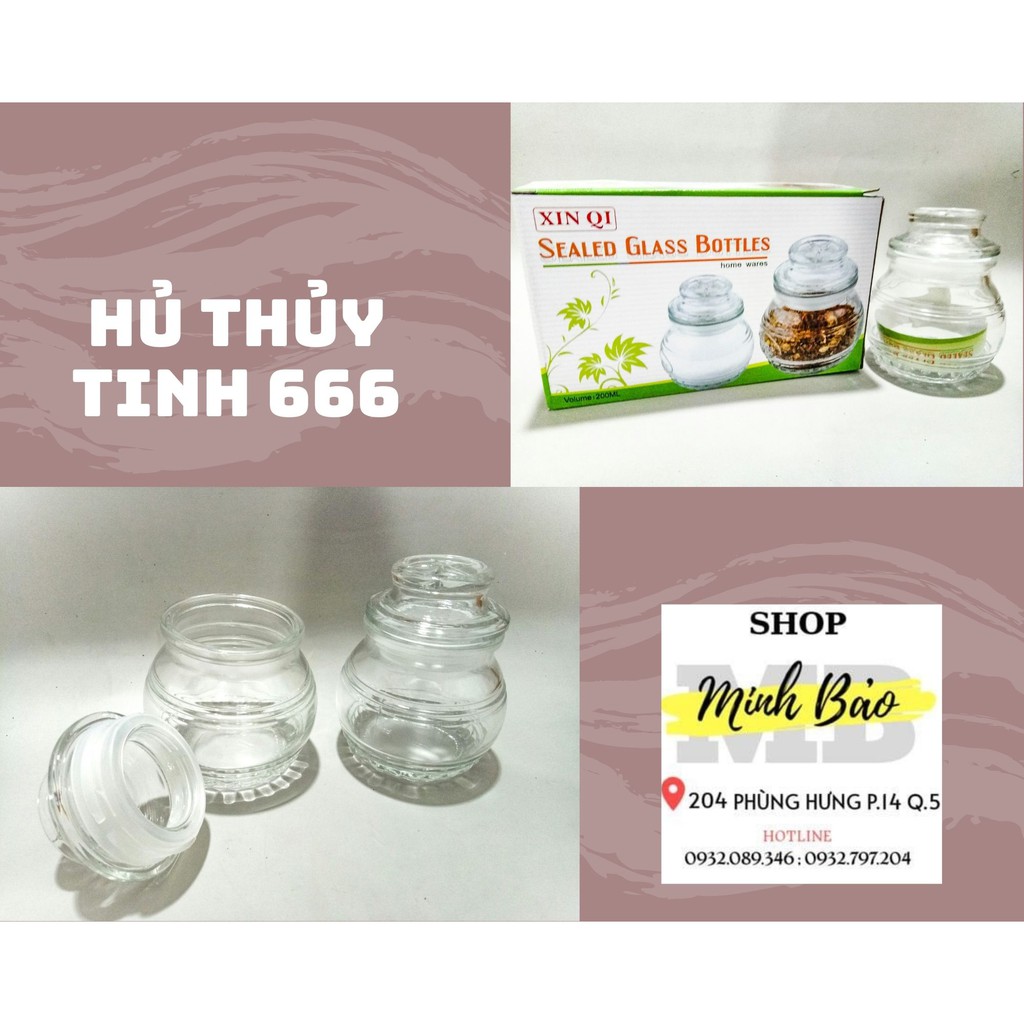 [ ẢNH THẬT] Bộ 2 Hủ 666 Đựng Gia Vị Thủy Tinh, Nắp Kín Cao Cấp 200ml