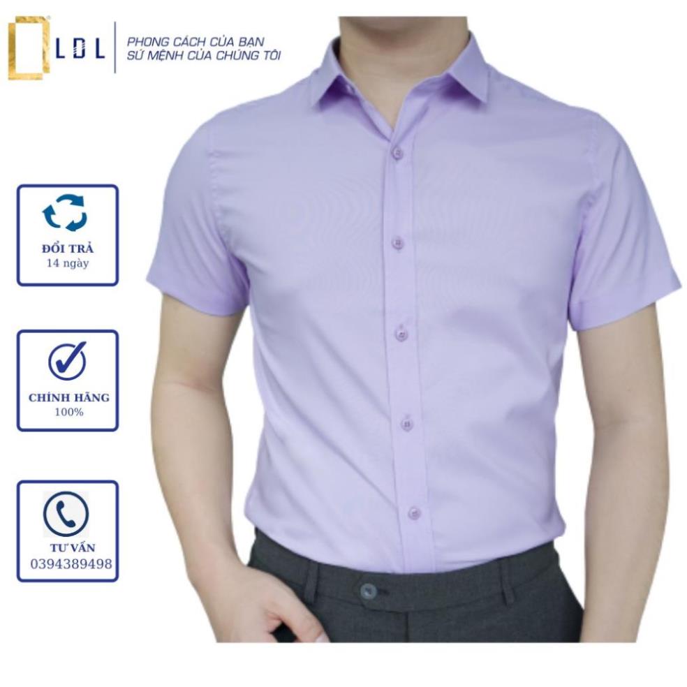 ] Áo Sơ Mi Nam Tay Ngắn Công Sở Cao Cấp LDL, Sơ Mi Trơn Màu Trắng Đen Xanh Đỏ Đô Ghi Tím (&h hot 2022