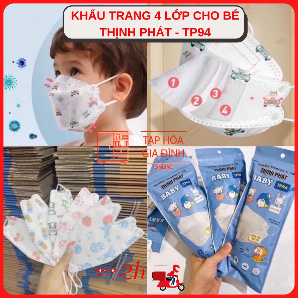 Khẩu trang 4 lớp cho bé 3 tuổi - 10 tuổi Thịnh Phát tp94