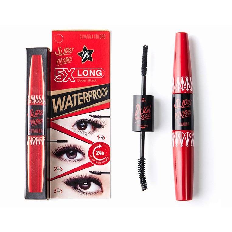 MASCARA HAI ĐẦU NỐI MI SIVANNA SUPER MODEL 5X LONG