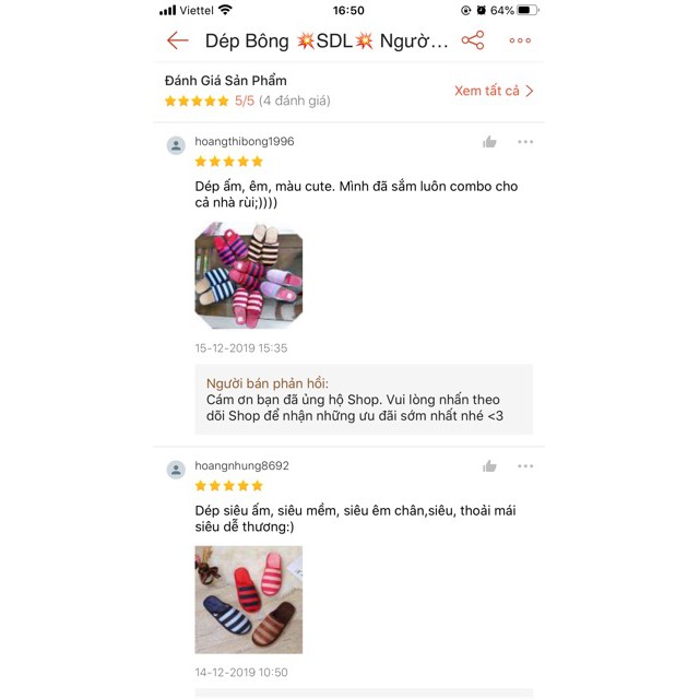 dép bông đi trong nhà giá rẻ