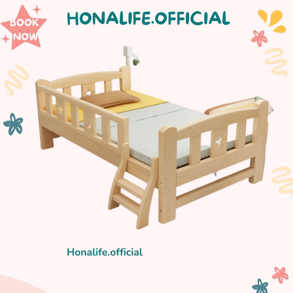 Giường Gỗ Cho Bé, Giường Cũi Trẻ Em Kích Thước 150x70x40cm