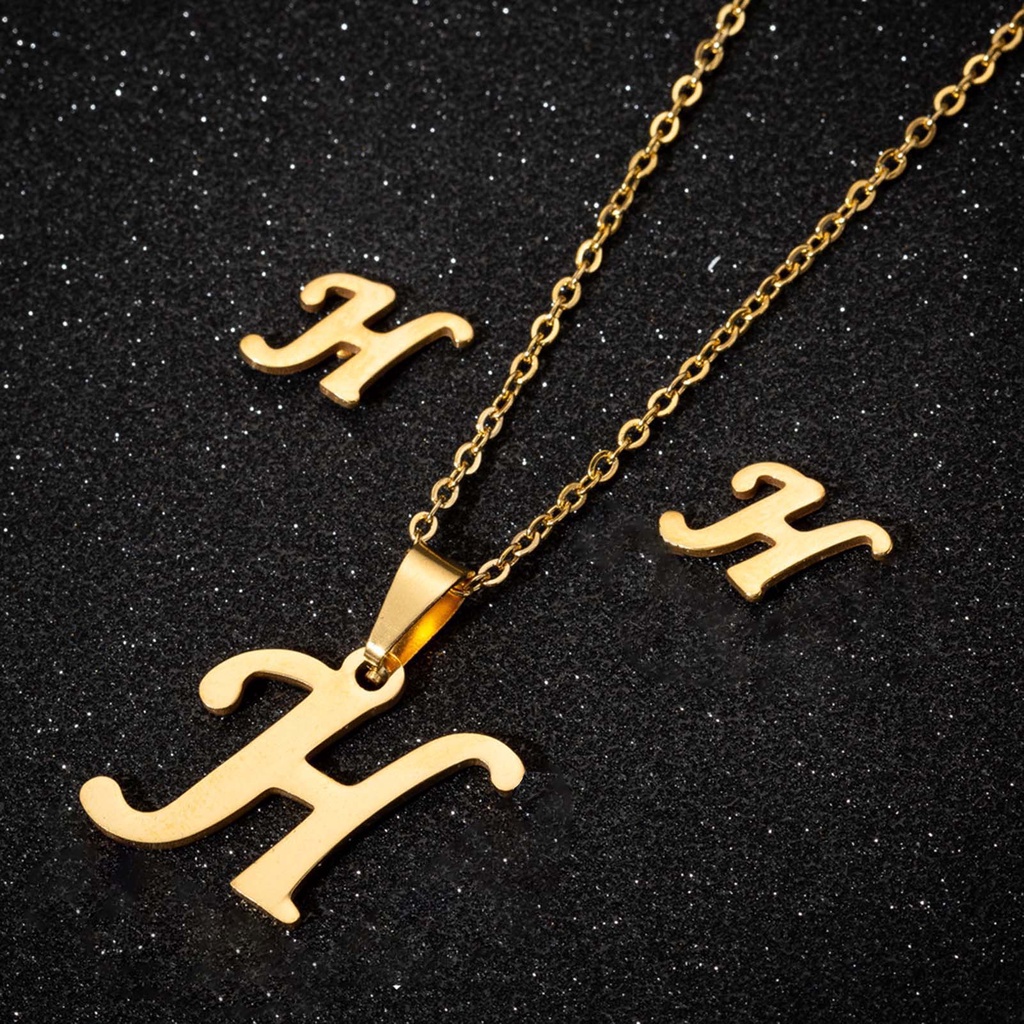 Set 26 Vòng Cổ Choker Và Bông Tai Hình Chữ Cái Cá Tính Cho Nữ