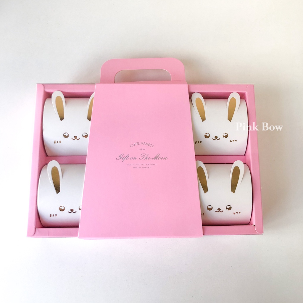 Hộp đựng bánh 6 ngăn có tay cầm màu HỒNG/ĐỎ 29x20x6cm