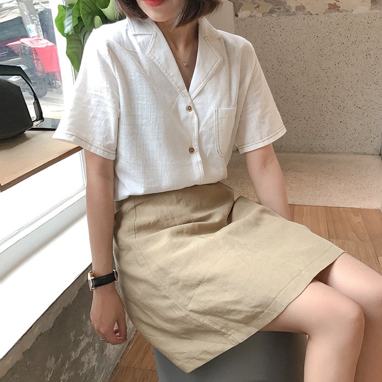 Áo sơ mi nữ tay ngắn cổ vest nhiều màu thiết kế kiểu dáng thời trang công sở hot hit