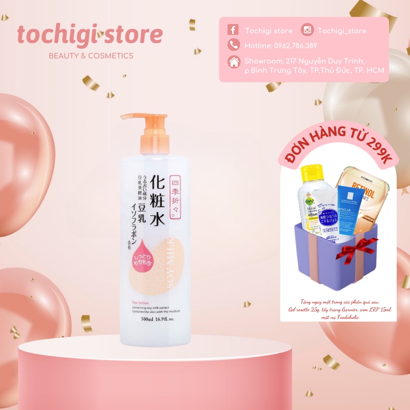 Nước hoa hồng đậu nành dưỡng ẩm Kumano Soy Milk Shikioriori Nhật Bản 500ml