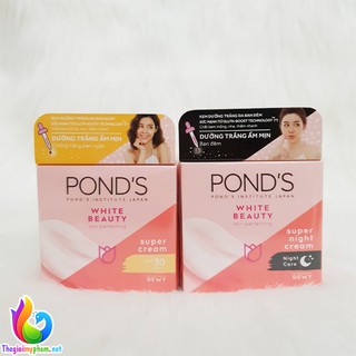 Combo Kem Dưỡng Trắng Ẩm Mịn Pond's White Beauty 50g Ban Ngày + Ban Đêm