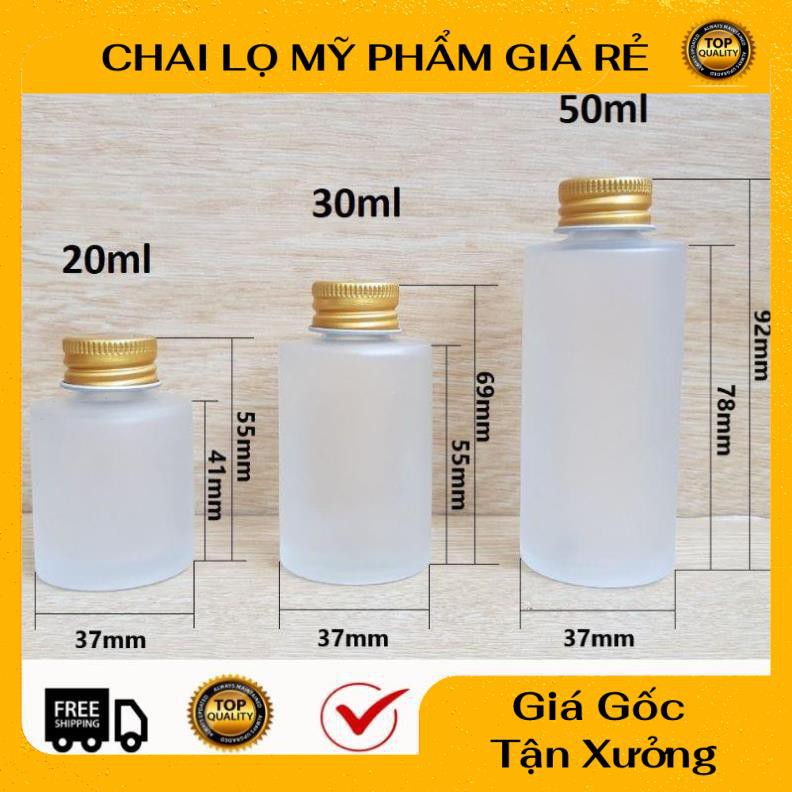 Chai Chiết Mĩ Phẩm ❤ RẺ VÔ ĐỊCH ❤ Chai Thủy tinh mờ Vai ngang Nắp nhôm 20ml,30ml,50ml chiết mỹ phẩm , phụ kiện du lịch