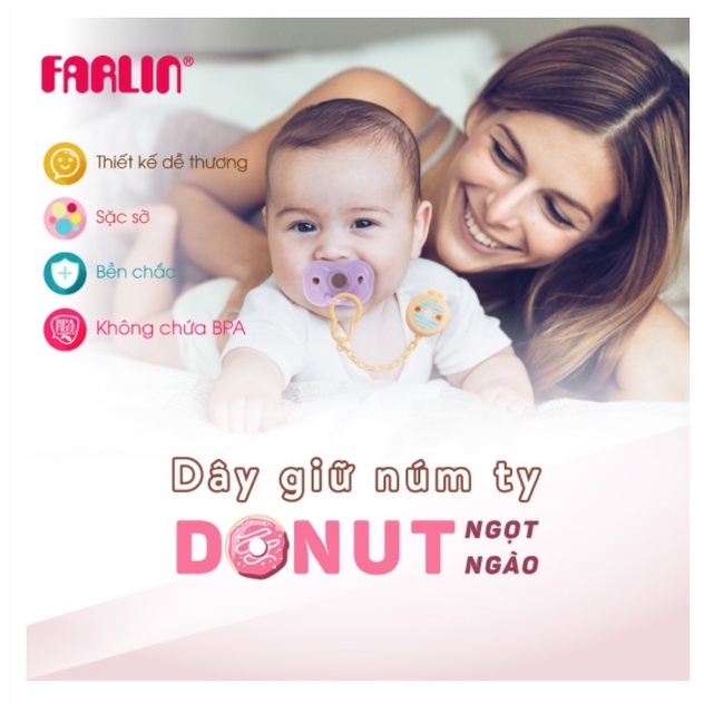 Dây Kẹp Ti Giả Kèm Hộp Đựng Núm Ty 2in1 Farlin Donut BA40002