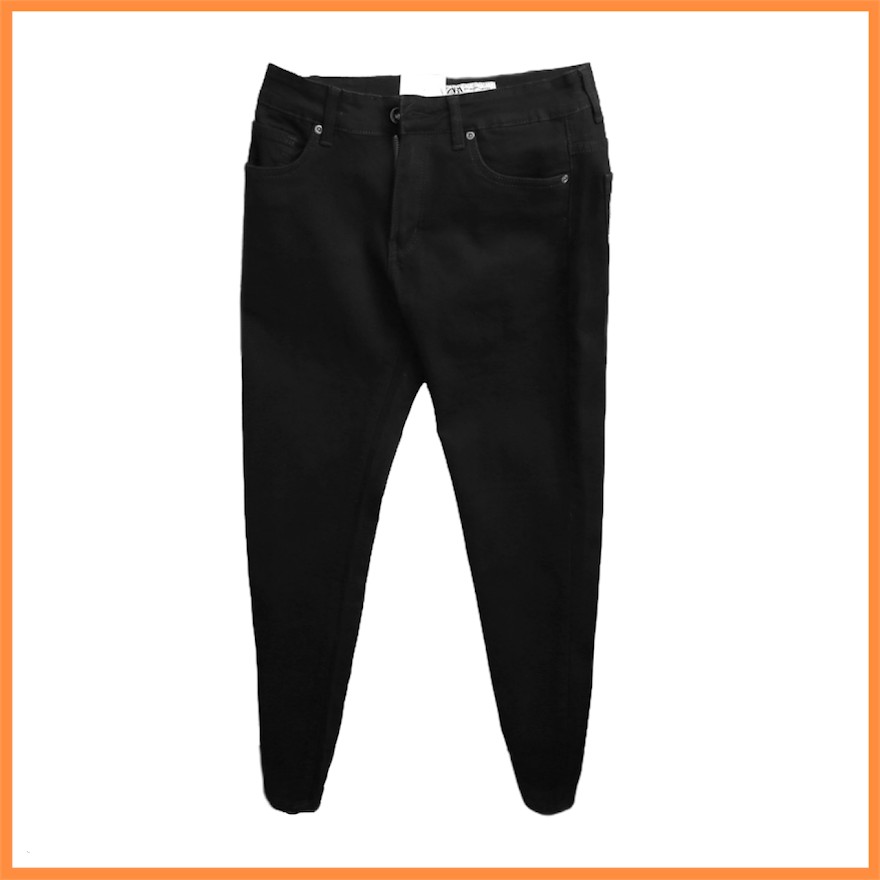 Quần Jean Nam Đen Trơn VNXK Slimfit ống côn