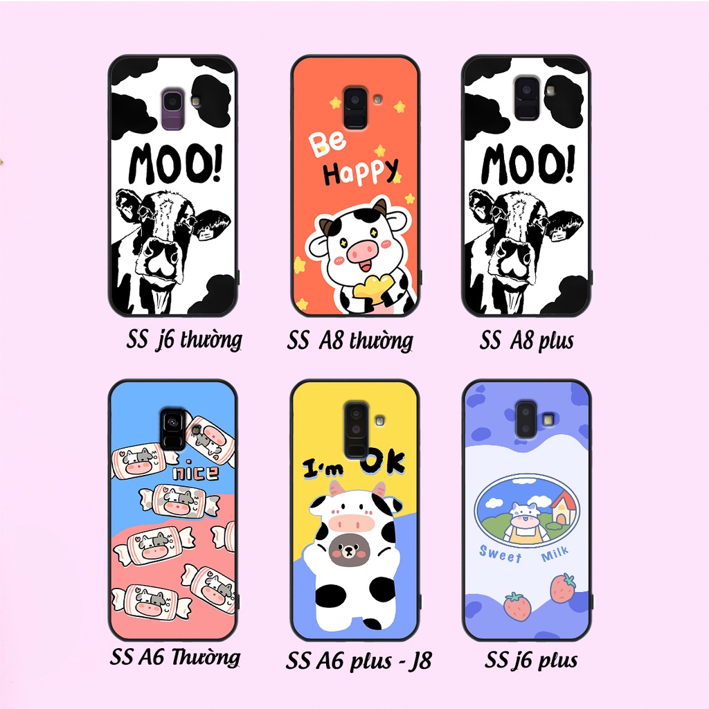 Ốp Samsung A6-A6 plus-A8-A8 plus-J6-J6 plus-J8 In Hình Bò Sữa Cute, Nhiều Màu Sắc Mới P2