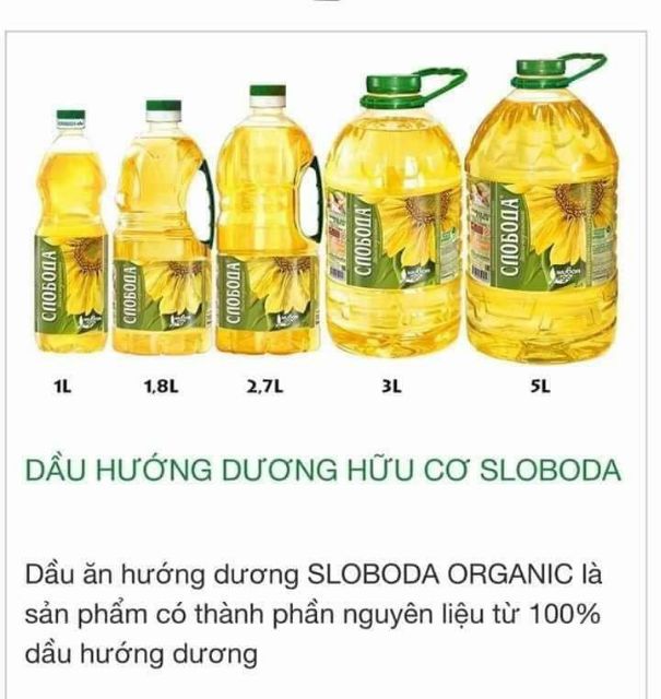 Dầu Ăn Hướng Dương Nga organic sloboda.Dầu Ăn Thực Vật Hướng Dương,Dầu Ăn Hữu Cơ