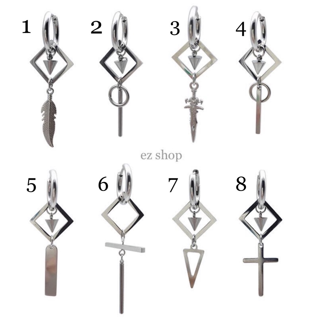 Khuyên tai vòng phối charm các loại phong cách Hàn Quốc - thép không gỉ