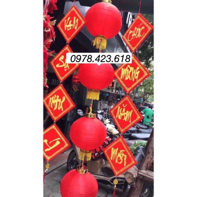 Đèn lồng vải đỏ Trung Quốc trang trí lễ hội, nhà hàng, Mừng Lễ Phật Đản nhà Chùa (có tua rua viền vàng)