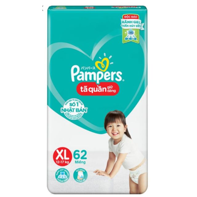 Tã quần Pampers giữ dángM74/L86/ XL 62/ XXL 56