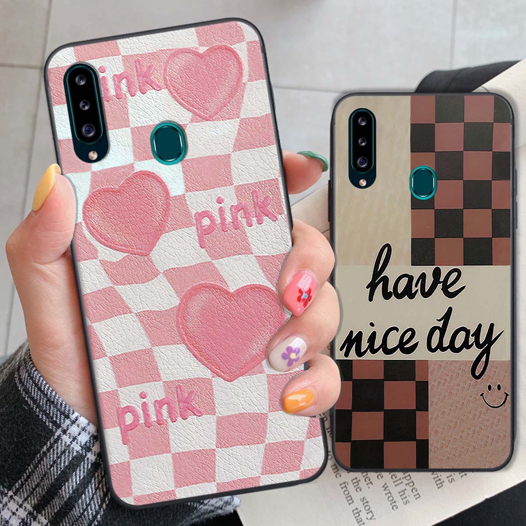 Ốp Samsung A20s caro trái tim cá tính, thời trang siêu đẹp, siêu phong cách