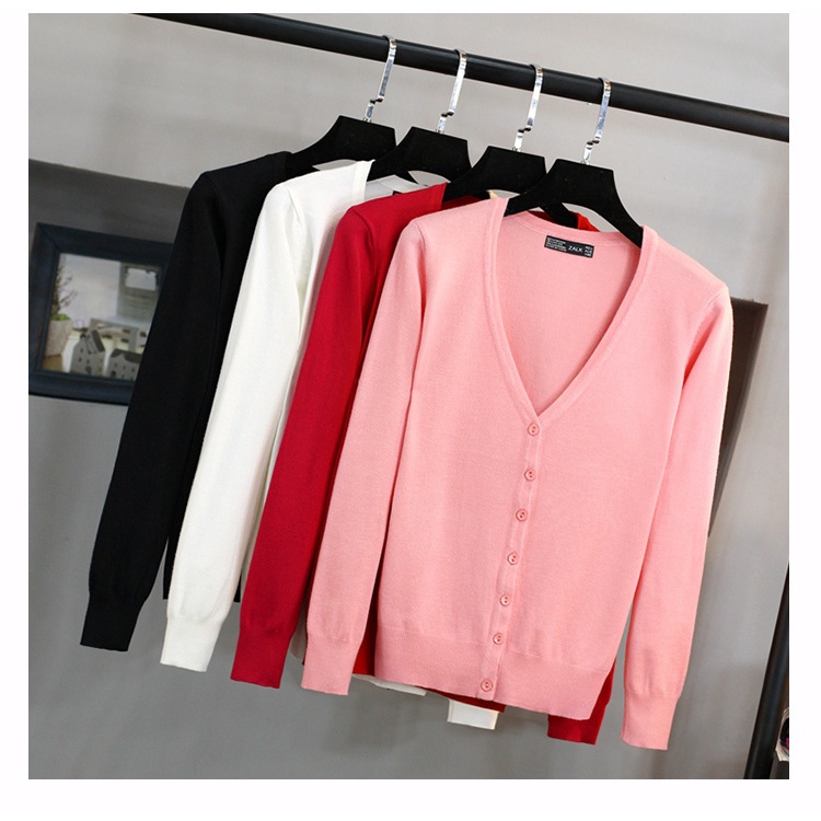 Áo Khoác Cardigan Dệt Kim Mỏng Tay Dài Cổ Chữ v Plus Size Cho Nữ