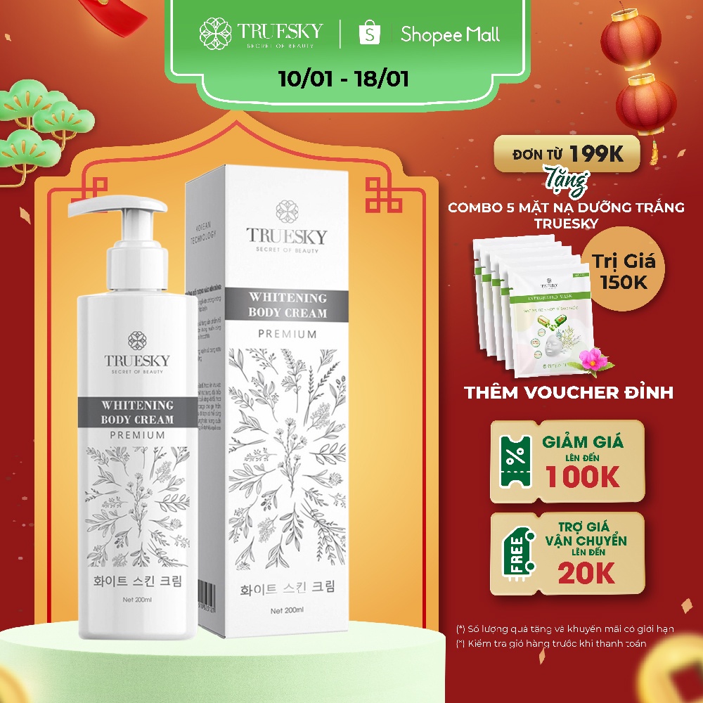 Kem ủ trắng da toàn thân cấp tốc Truesky Premium giúp làm trắng body cấp tốc  200ml - Whitening Body Cream