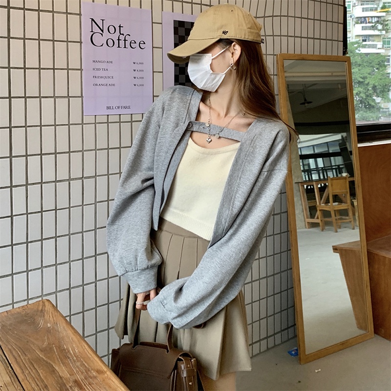 IELGY Áo Khoác Lửng Tay Dài Thời Trang Dành Cho Nữ