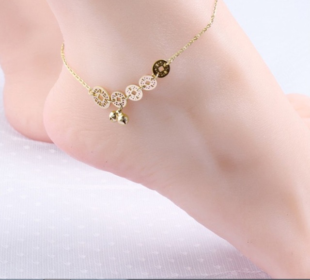 Lắc chân titan nữ kim tiền 2 chuông LCZ134 | BigBuy360 - bigbuy360.vn