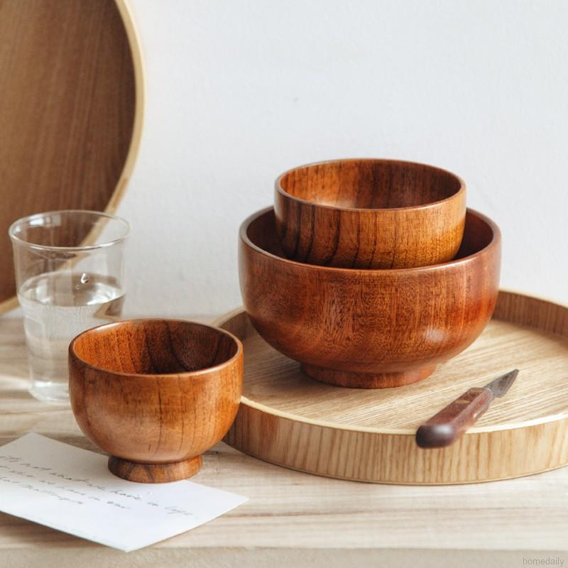 Tô gỗ tròn đựng thức ăn phong cách nhật bản/trung quốc tránh nóng sáng tạo cho gia đình