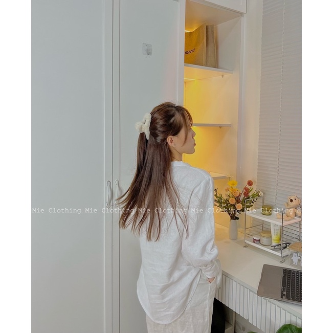 MIE MIN Áo Sơ Mi Linen cổ V