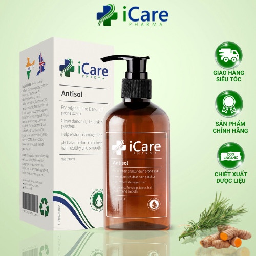 Dầu Gội Làm Sạch Gàu Không Khô Tóc Antisol - Chai 240ml iCare Pharma