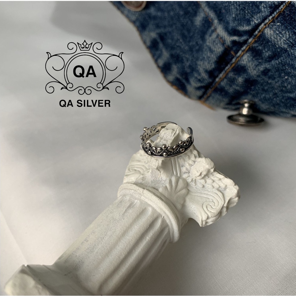 Nhẫn bạc thái vương miện form nhỏ đeo ngón út nhẫn đeo chân S925 CROWN Silver Ring QA SILVER RI170202